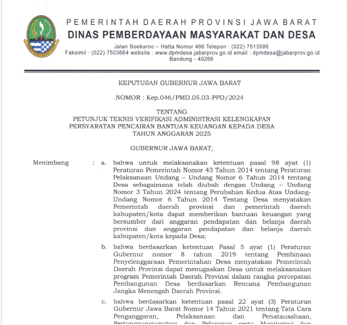 Juknis Bantuan Keuangan Provinsi Jawa Barat TA 2025